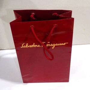 Authentic Salvatore Ferragamo Red Drawstring Paper Gift Bag – Unisex Packaging